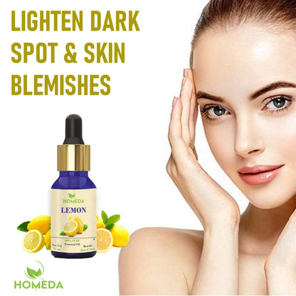 Homeda Lemon Essential Oils for Skin (100 ML), Lamon Essential Oil for Hair Care, Lemmon Cold Pressed, 100% Pure