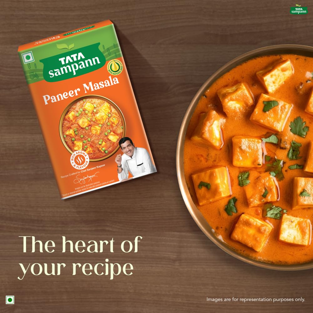 Tata Sampann Paneer Masala Powder with Natural Oils, 100g, Crafted by Chef Sanjeev Kapoor, With Chef’s Exclusive Tip, Rich Aroma & Flavour