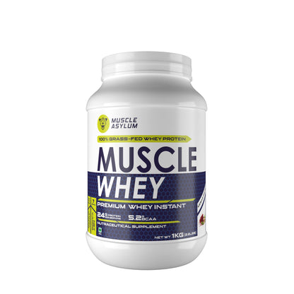 Muscle Asylum Premium Whey Protein | 1kg, 25 Servings | Kesar Pista | With Genui