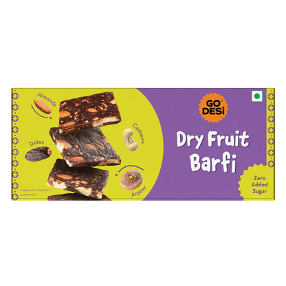 GO DESi Dates Dry Fruit Barfi - Pack of 6 | 93% Dry Fruits | No Added Sugar | Sweets | Burfi