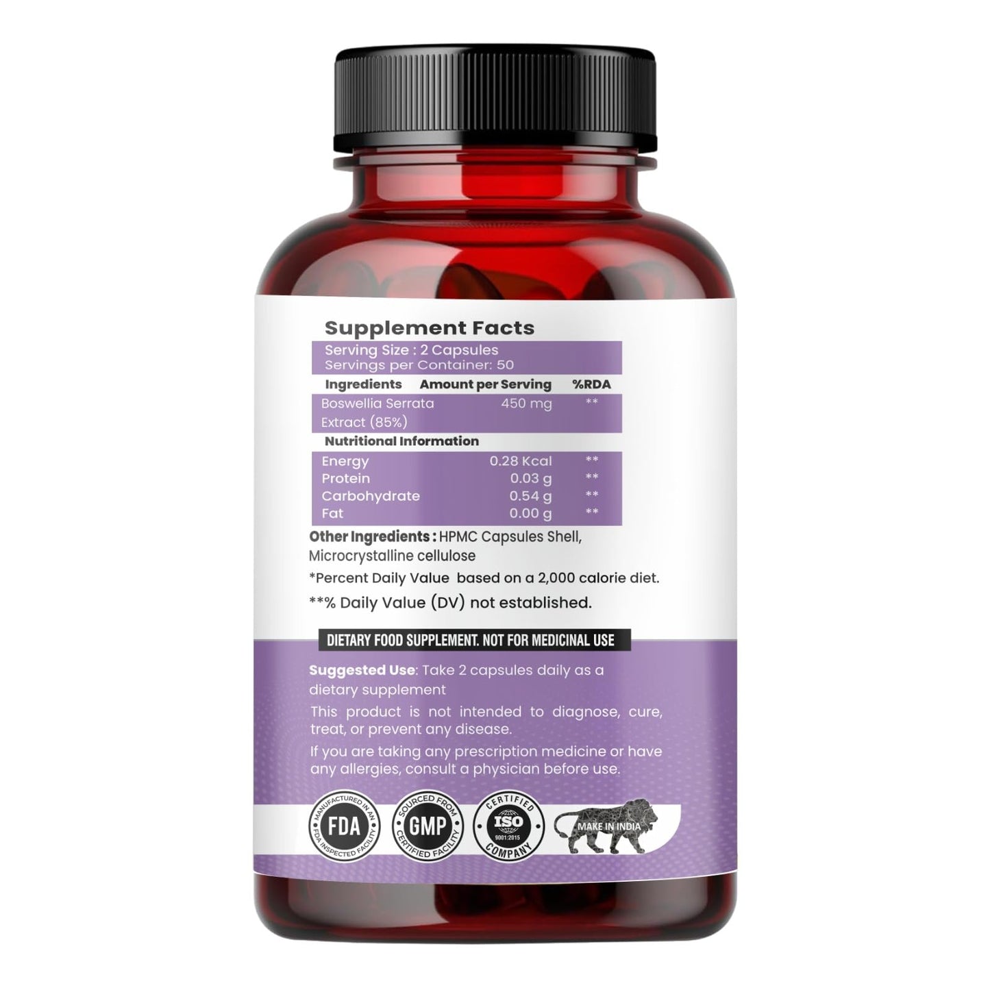 RASKAM BOSWELLIA Serrata Extract - 120 Vegetable Capsules