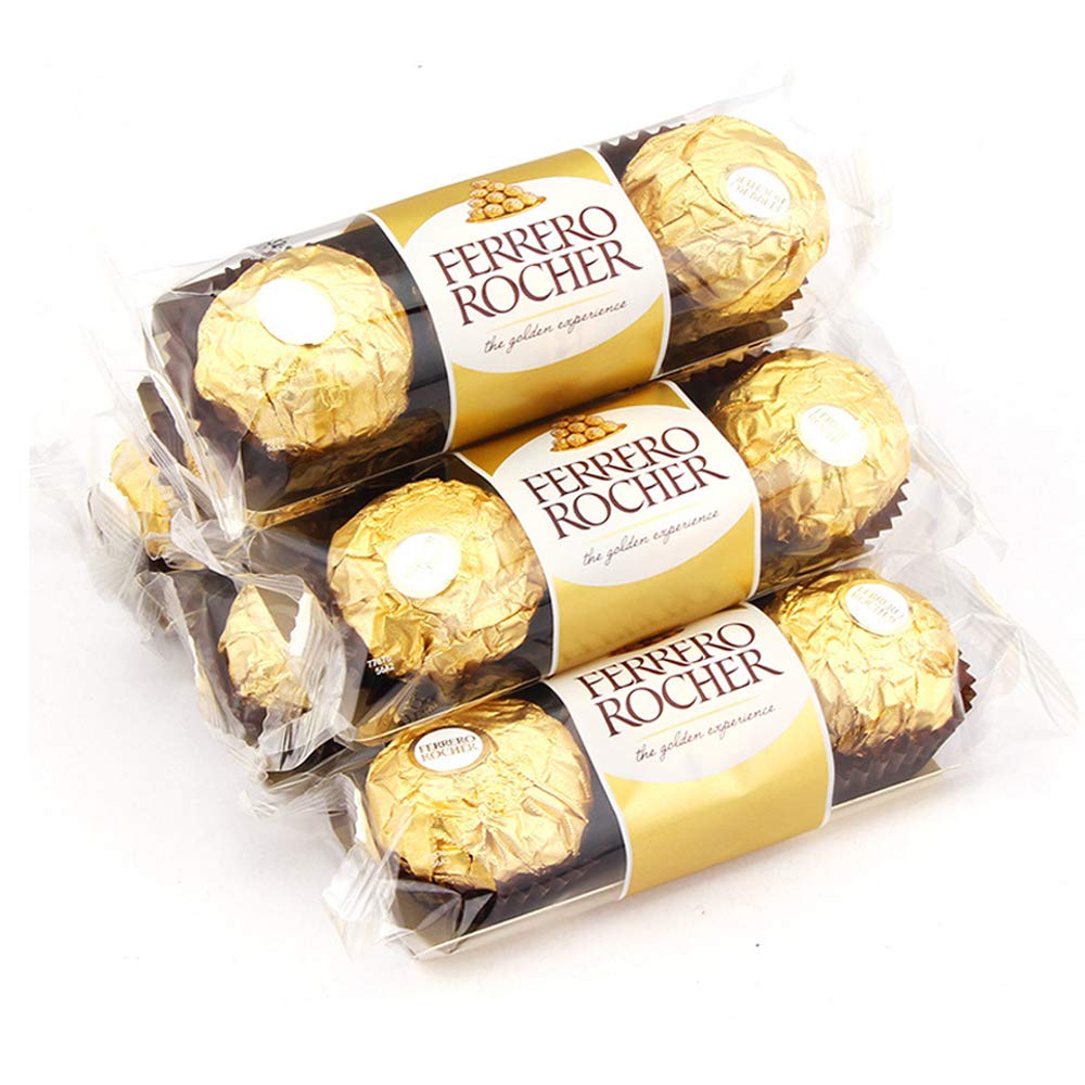 Ferrero Rocher Chocolate Pralines Treat Pack 3 Pieces-6 Pack Pouch, 6 X 37 G,148 Grams