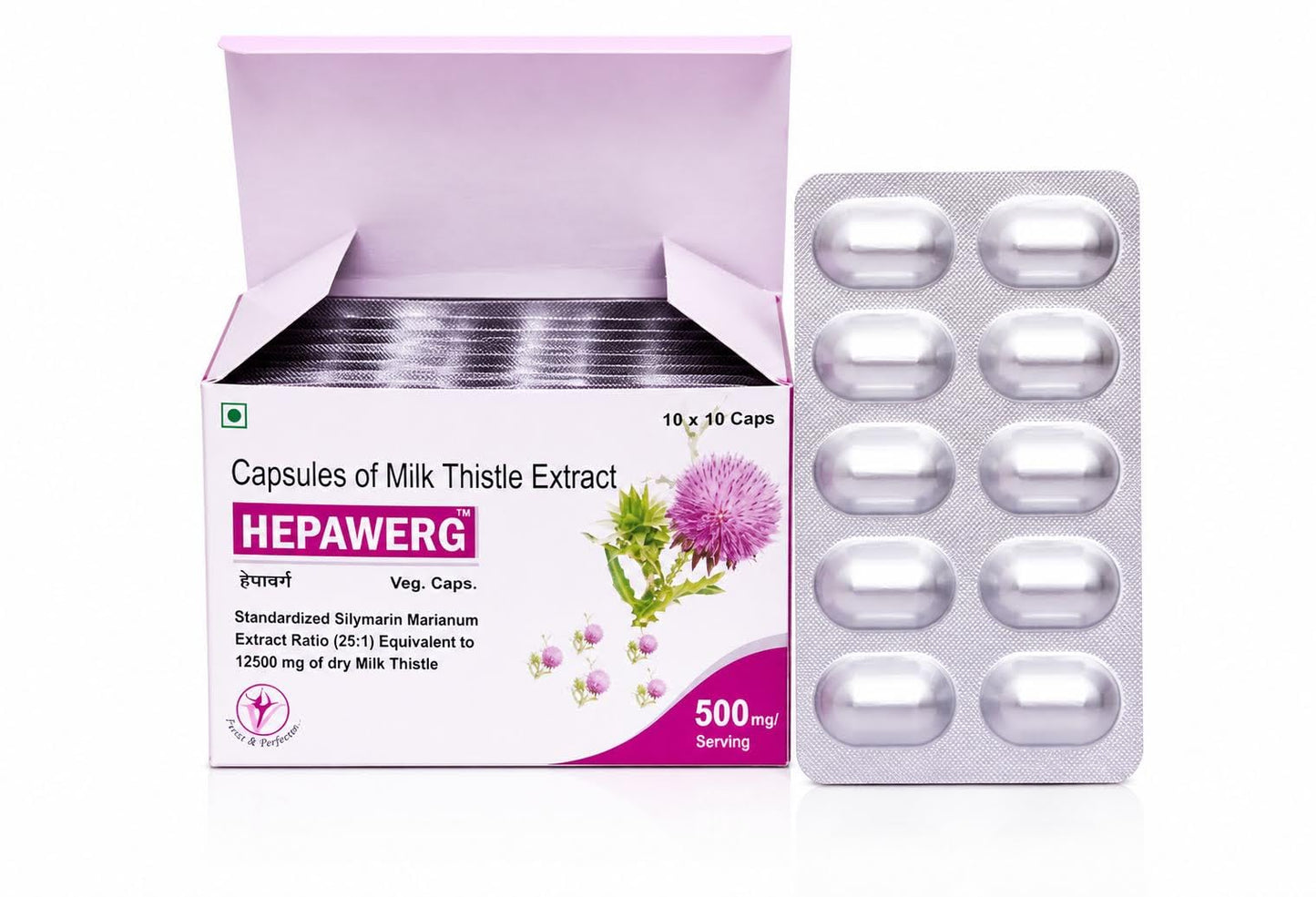 Hepawerg Milk Thistle Capsules with Silymarin for Liver Support, Detox & Cleanse | Liver Health Supplement for Fatty Liver Care, Antioxidant Protection & Daily Wellness | 30 Veg Capsules