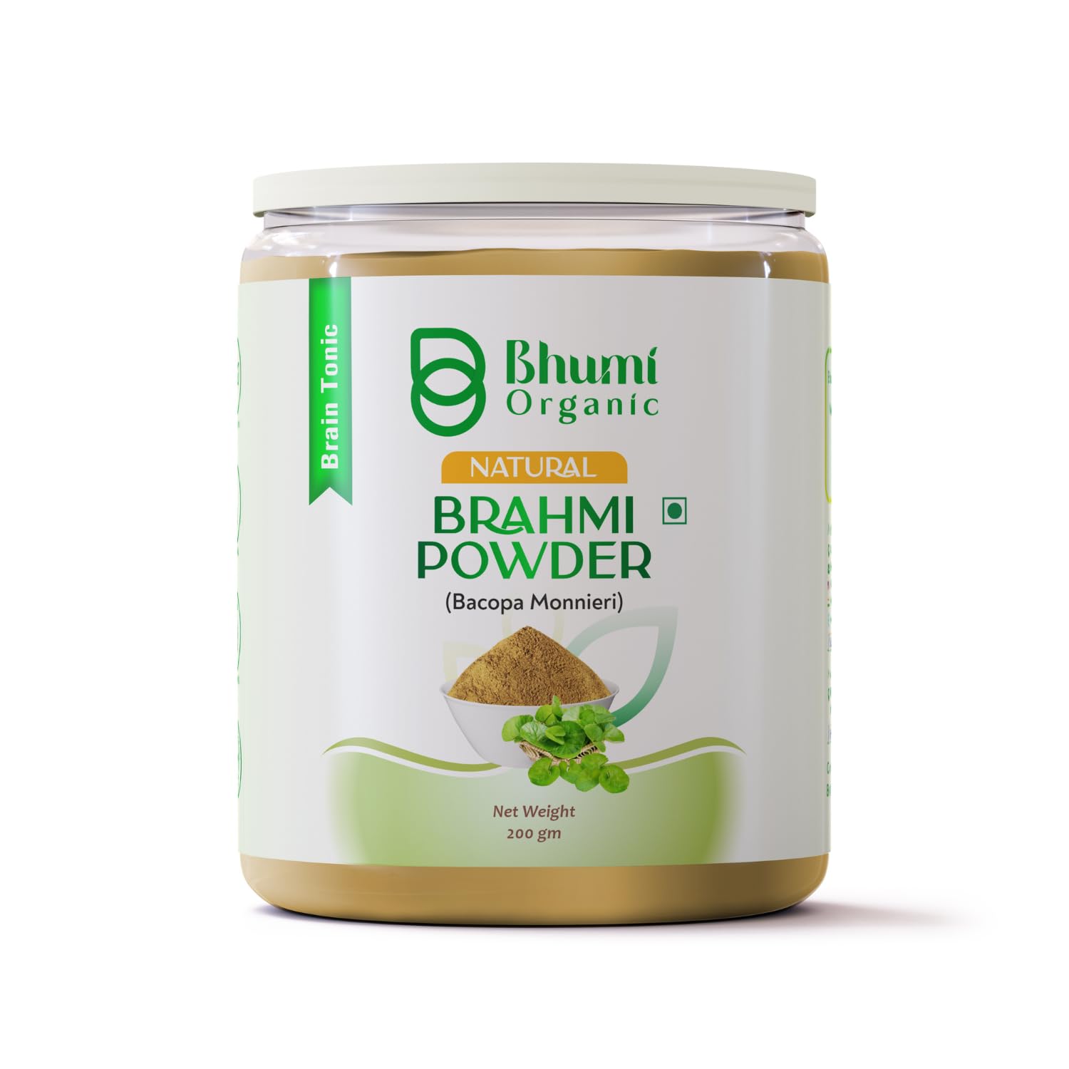 Bhumi Organic Natural Brahmi Powder, 200g, Bacopa Monnieri, Brain Tonic, Gluten