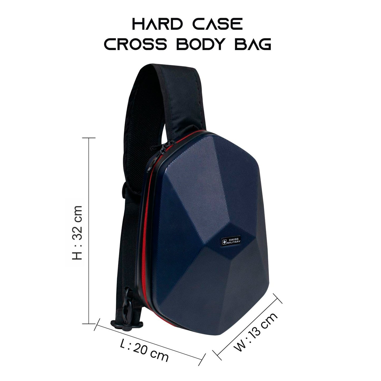 SWISS MILITARY UFO Sling Bag 7L | Diamond Design Cross Body Side Bag | Card Holder Pocket | Anti Theft Chest Bag | Easy to Carry Bag for Men & Women | Mini Travel Bag for Phone Passport Wallet Navy