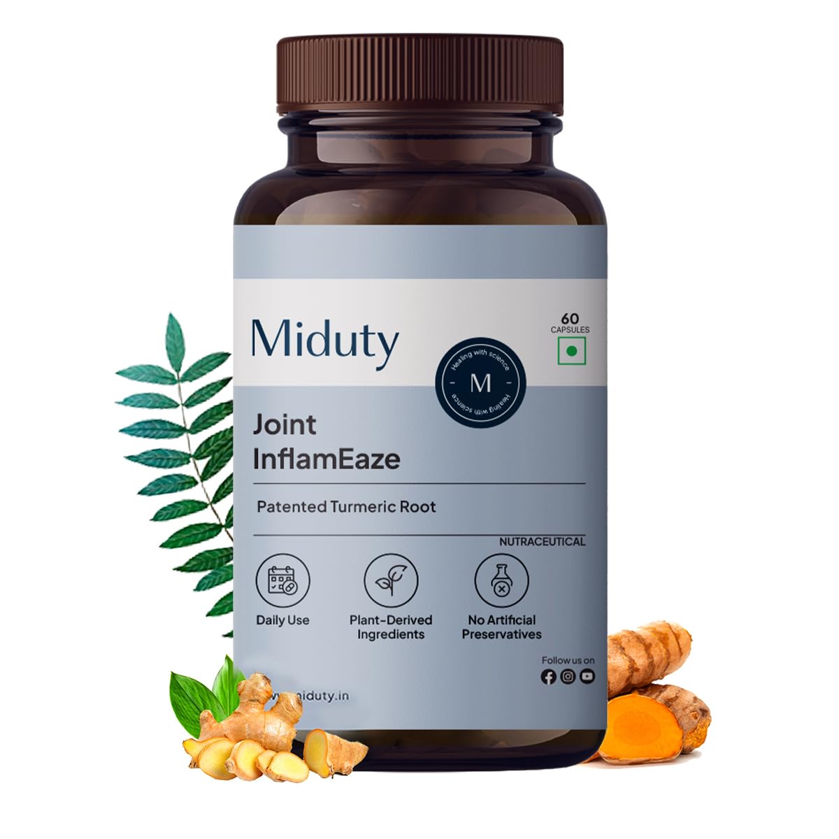 Miduty Joint InflamEaze – Boswellin, Curcumin C3 Complex, Ginger Extract, Alpini