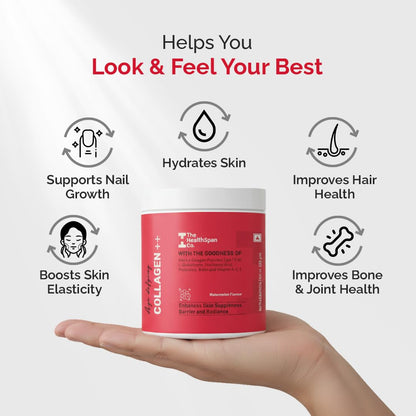 The Healthspan Co. Pure Korean Marine Collagen Powder for Women & Men 250g | For Skin, Hair, Bones & Joints | Collagen Peptides, Glutathione & Hyaluronic Acid Powder | Watermelon | 25 Serves