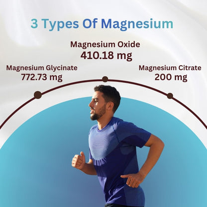 Pure Nutrition Chelated Triple Magnesium Complex Supplement - 60 Tablets | Magnesium Glycinate Complex With Citrate & Oxide Supplement Supports Bones Muscles & Nerves 1383mg Per Serving