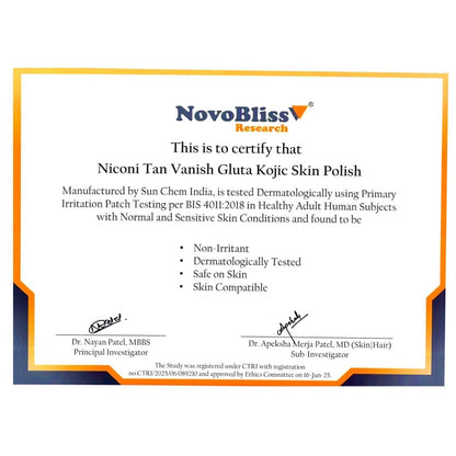 NICONI Tan Vanish Gluta-Kojic Skin Polish | Instant Tan Removal & Glow | Infused with Kojic Acid & Glutathione | Ideal for All Skin Types | Lightens Suntan | 180g