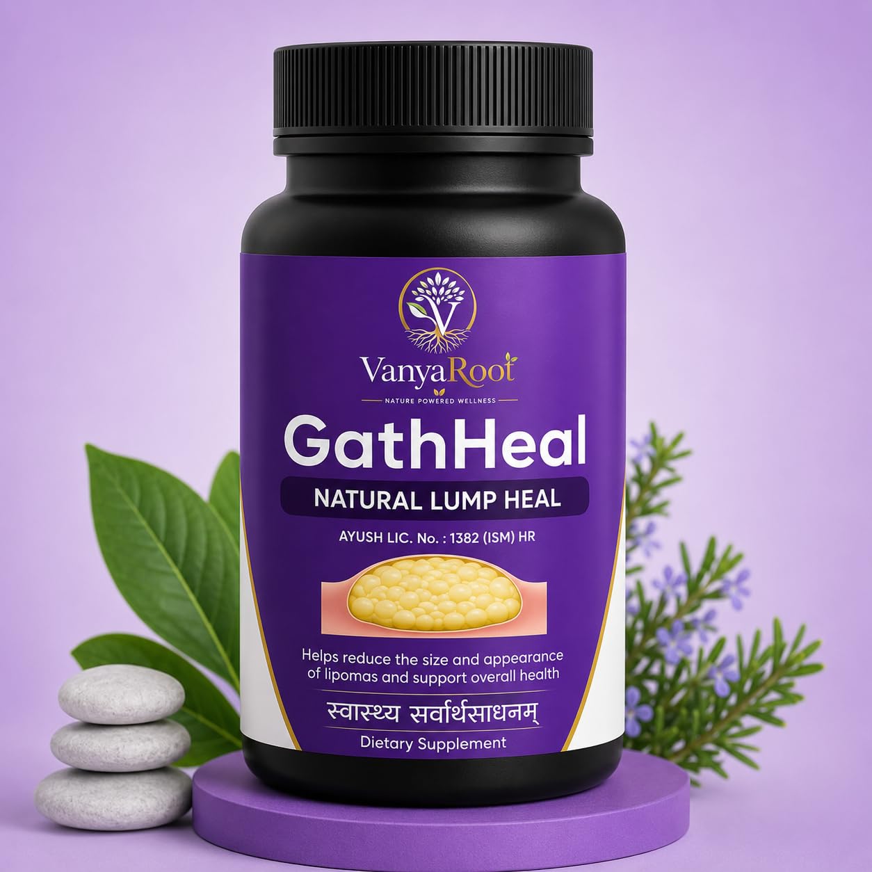 GathHeal Natural Lump Heal Supplement | Ayurvedic Herbal Wellness Formula for Overall Health Support | Premium Herbal Dietary Supplement | (Pack Of 60 Capsules)