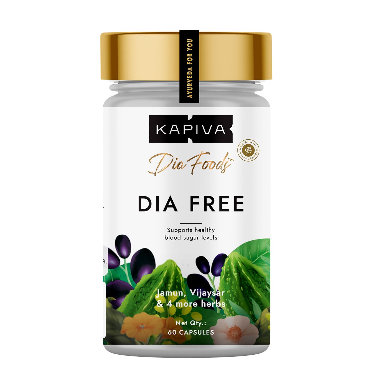 Kapiva Dia Free Capsules | Helps Manage Blood Sugar Levels With Karela, Jamun &