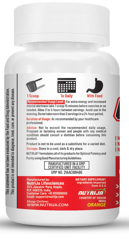 NutriJa Caffeine Powder Pre Workout Supplement - 100 Servings (Orange)- image 5