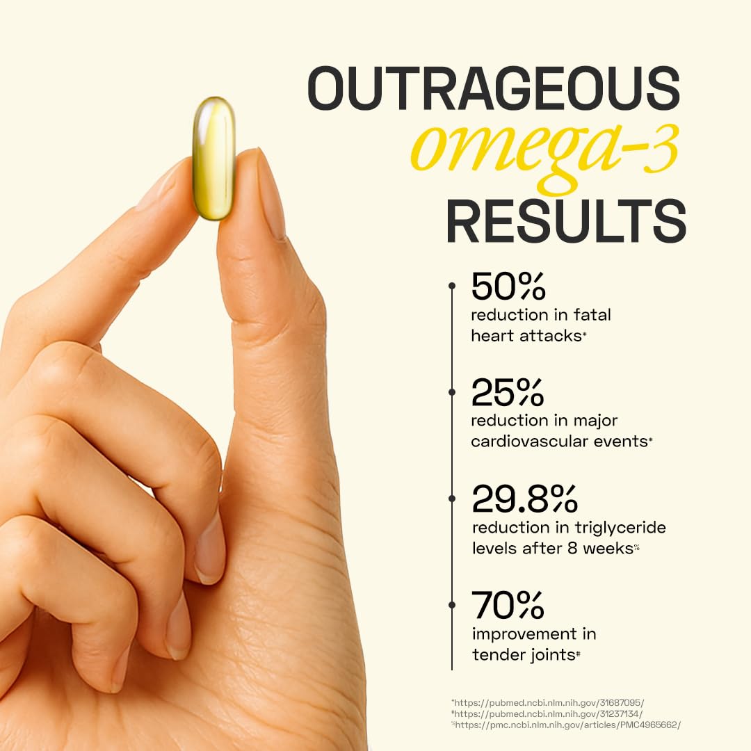 Ace Blend Outshine Omega 3 Fish Oil Capsules (60 Softgels) | 1650 Mg with 743 EPA & 528 DHA | 2 capsules for 4X Strength | No Fishy Burps | Supports Heart, Brain, Joints, Eye Health