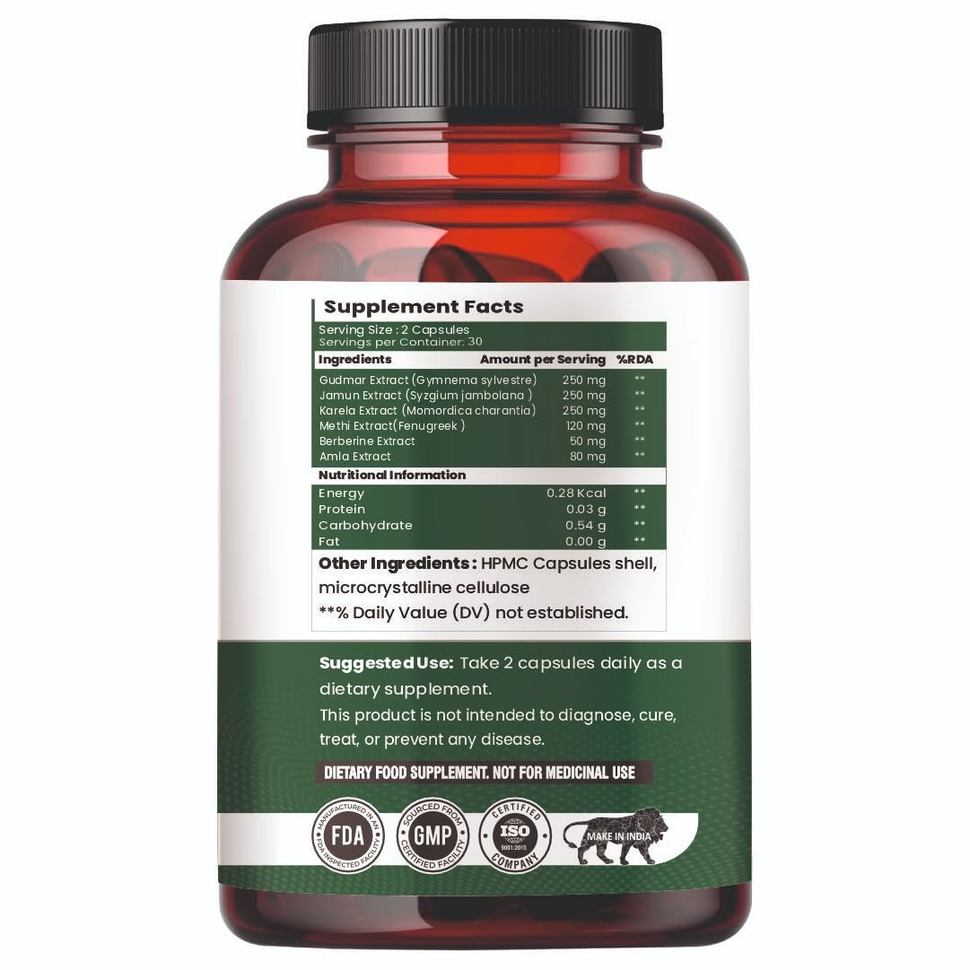 Raskam Diabetic Support Capsules | Blood Sugar & Wellness Support | 100% Vegetarian | 60 Capsules