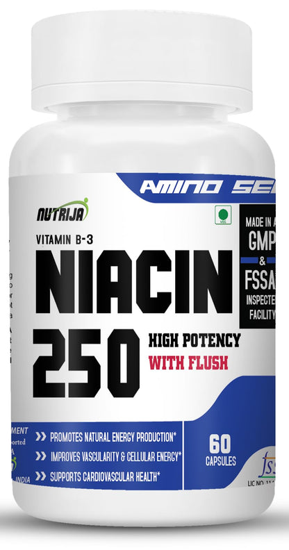 NutriJa Niacin 250 / Vitamin B-3-60 Capsules