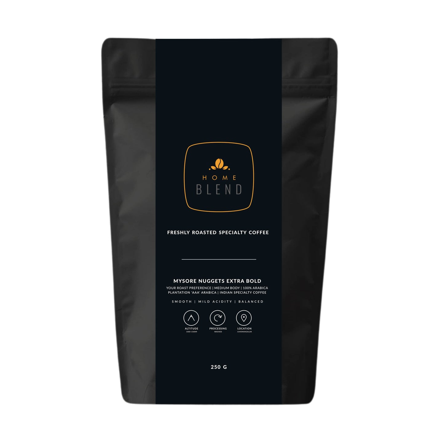 Home Blend Coffee Roasters-Whole Bean Coffee Bag-Mysore Nuggets Extra Bold-Indian Specialty Coffee-Plantation Aaa Arabica (100%)-Pack Of 250G (Medium Roast)