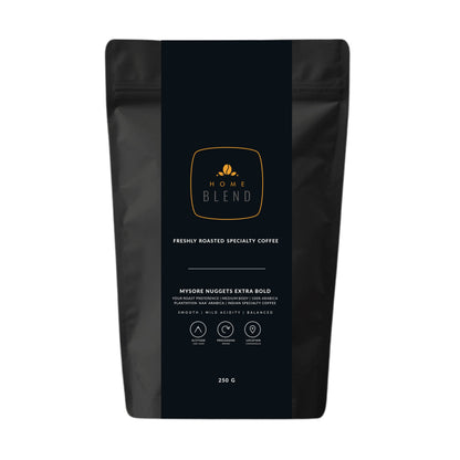 Home Blend Coffee Roasters-Whole Bean Coffee Bag-Mysore Nuggets Extra Bold-Indian Specialty Coffee-Plantation Aaa Arabica (100%)-Pack Of 250G (Medium Roast)