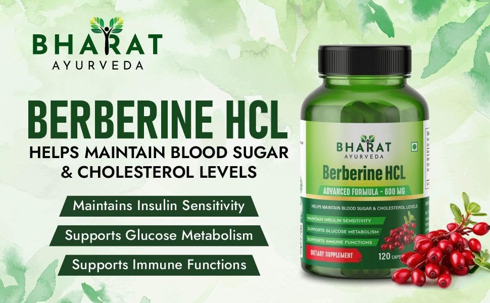BHARAT AYURVEDA Berberine HCL 600mg 120 Capsules | Maintain Blood Sugar- image 6