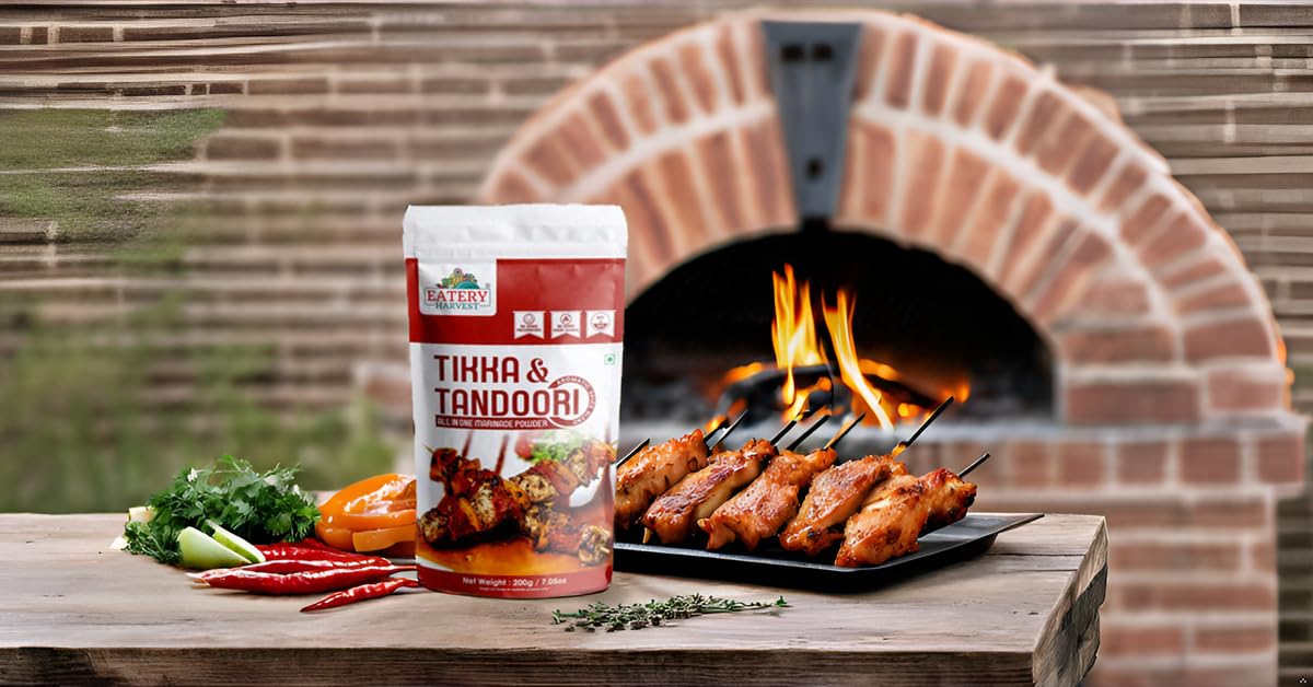 EATERY HARVEST by Saipro Tikka & Tandoori All in ONE Marinade Powder 200 gm, malai tandoori tikka masala powder Ready To use For Marination, Seasonings| Spice Rubs |Spice Premixes| Aromatic spice mix, No added preservatives, No added color, No added sugar