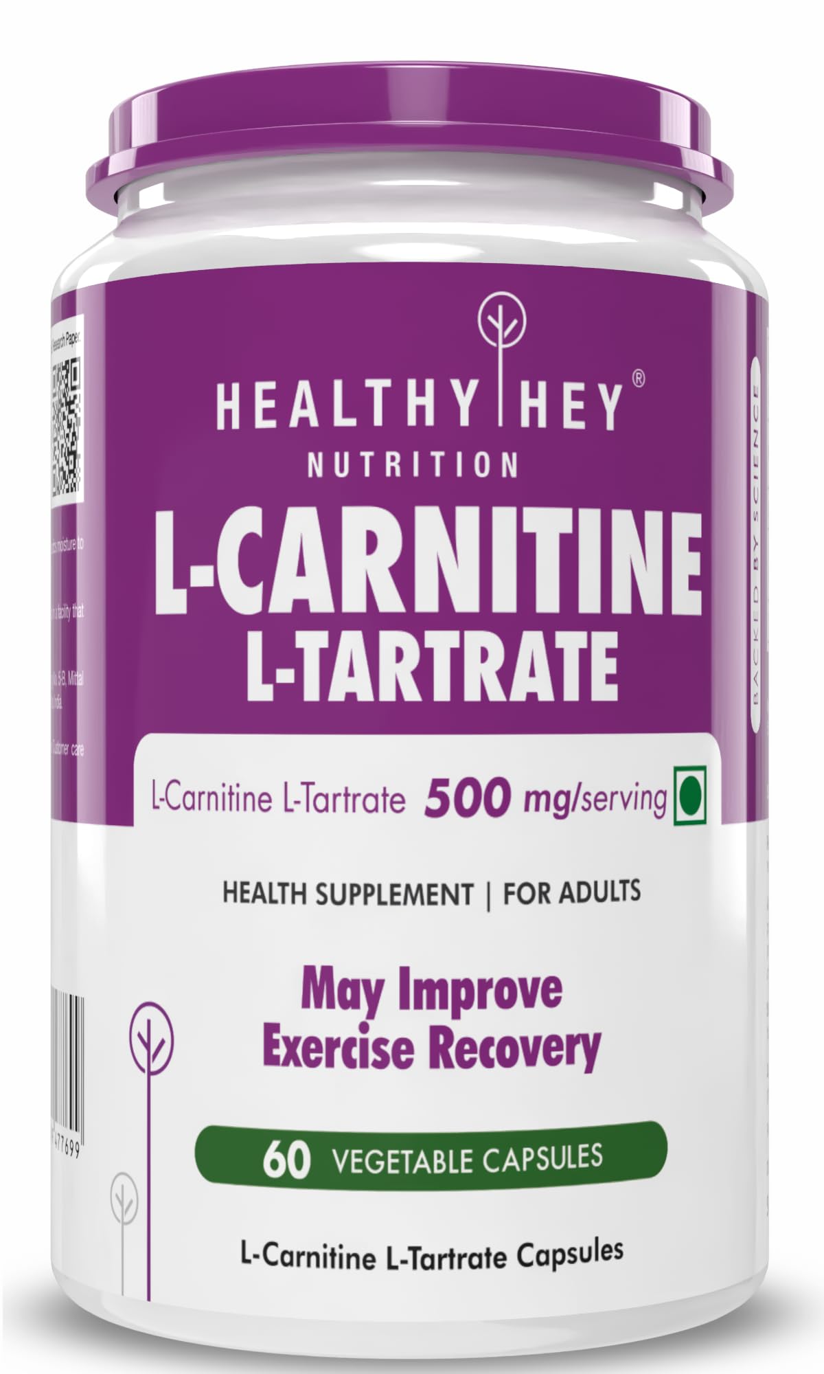 HealthyHey L-Carnitine & L-Tartrate (LCLT) - 60 Vegetable Capsules (Pack of 1)