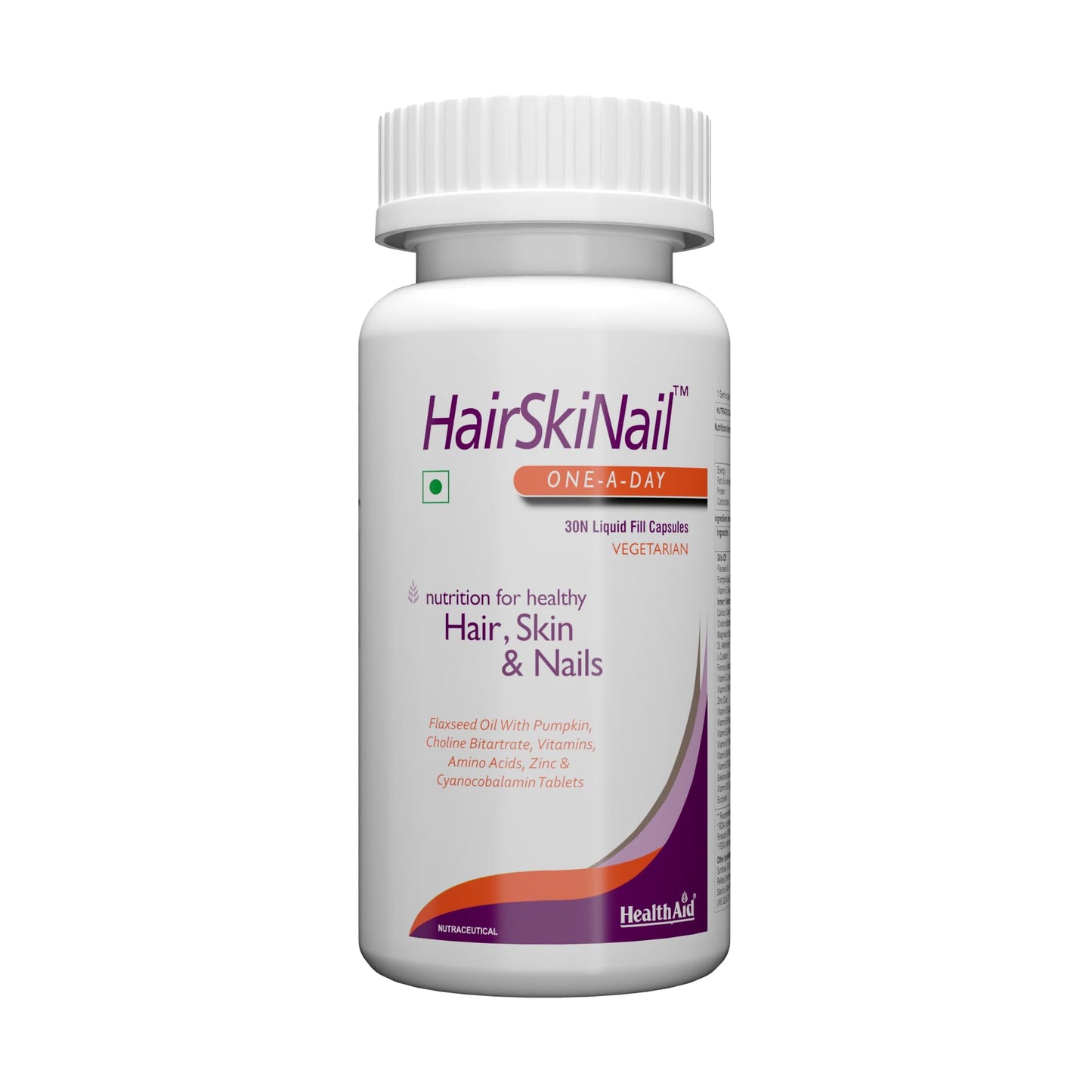 HealthAid HairSkiNail – 30 Veg Liquid Filled Capsules | With Biotin, Zinc & Collagen | Supports Healthy Hair, Glowing Skin & Strong Nails(Pack of 3)