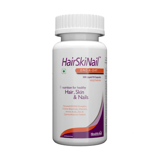 HealthAid HairSkiNail – 30 Veg Liquid Filled Capsules | With Biotin, Zinc & Collagen | Supports Healthy Hair, Glowing Skin & Strong Nails(Pack of 3)