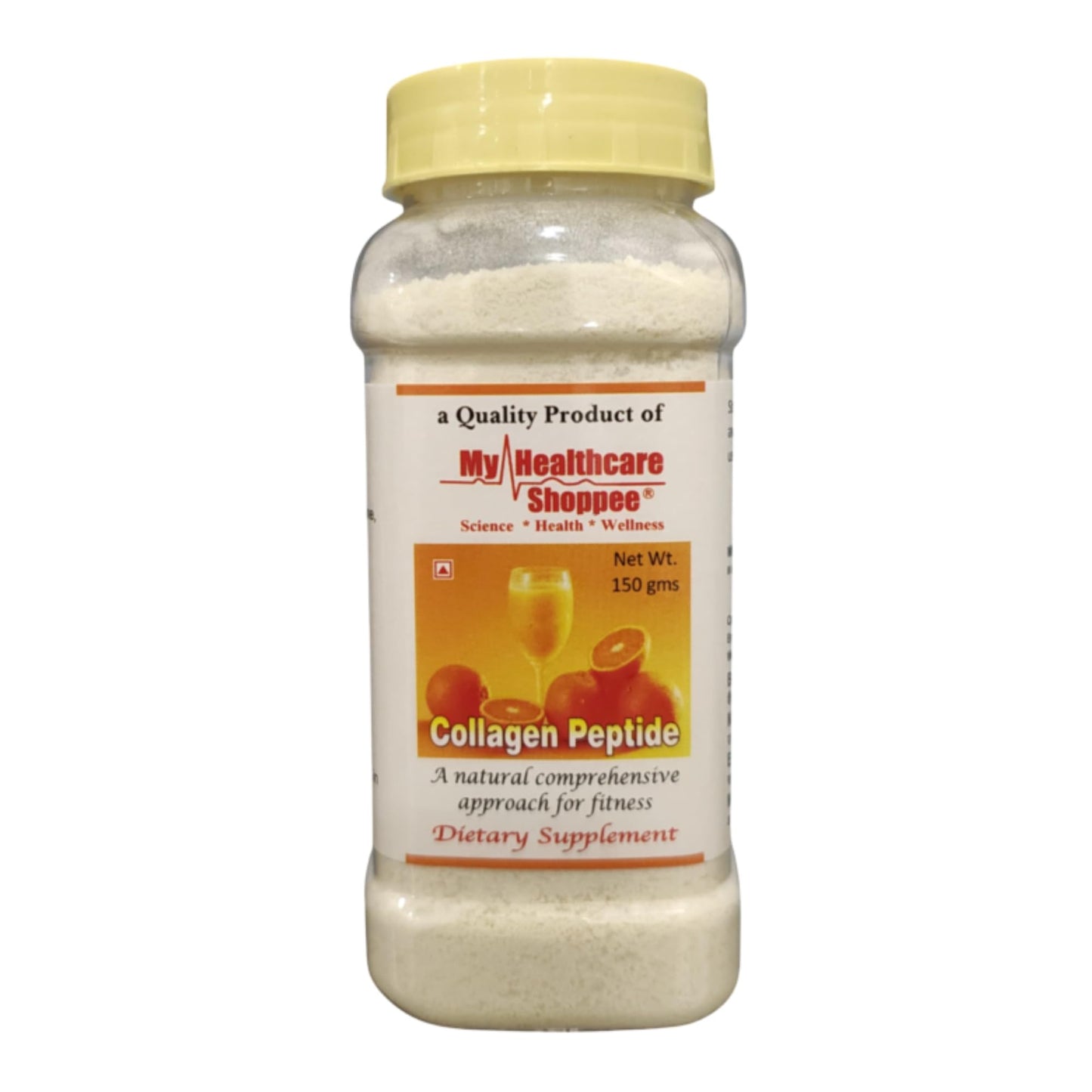 MY HEALTH CARE SHOPPEE Collagen Peptide Powder 150G – 100% Granules | Orange Flavor | Sugar-Free | Supports Skin, Hair, Joints & Bone Health | With Vitamin C & Glucosamine