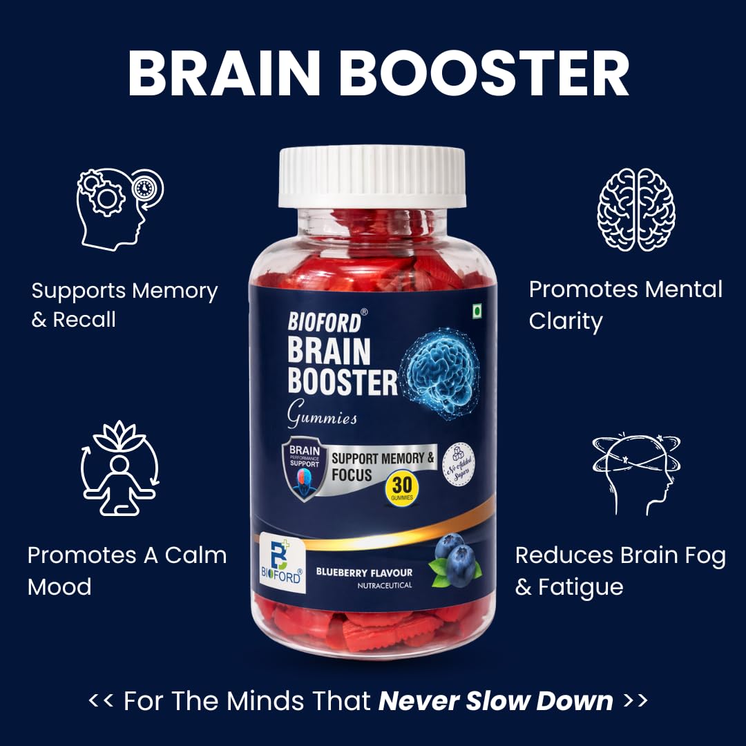Bioford Brain Booster Gummy Bacopa Monnieri Boosts Memory, Focus & Concentration Brain Fog Support Improve Quality of Life Bacopa monneieri