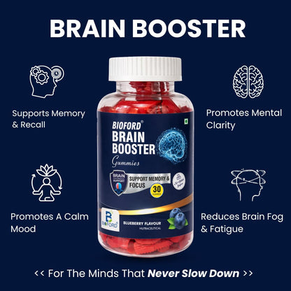 Bioford Brain Booster Gummy Bacopa Monnieri Boosts Memory, Focus & Concentration Brain Fog Support Improve Quality of Life Bacopa monneieri
