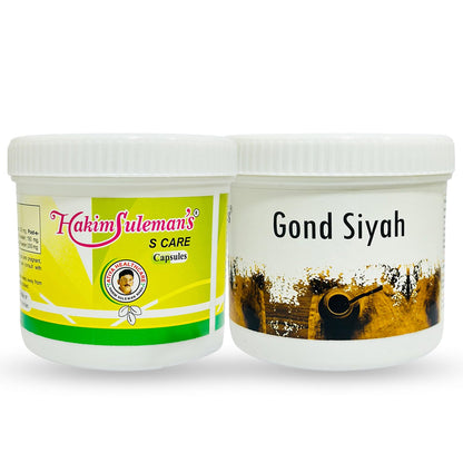 Hakim Suleman's S Care and Gond Siyah Raw Combo Pack | Everyday Wellness Essentials | Convenient Herbal Pair