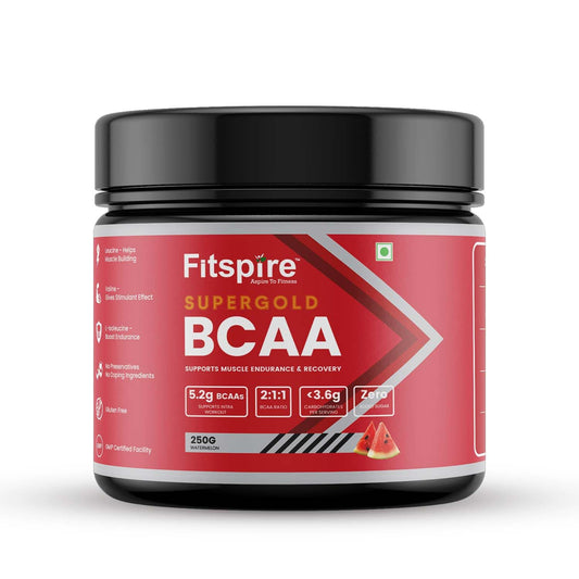 Fitspire Super Gold BCAA For Men & Women | 5.2 Gram BCAAs | Zero Added Sugar | W