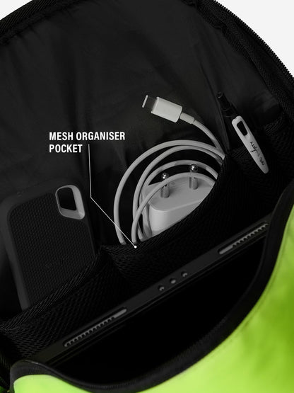 The Souled Store Solids: Neon Green Mini Bags 2 Compartment 12 L Backpack