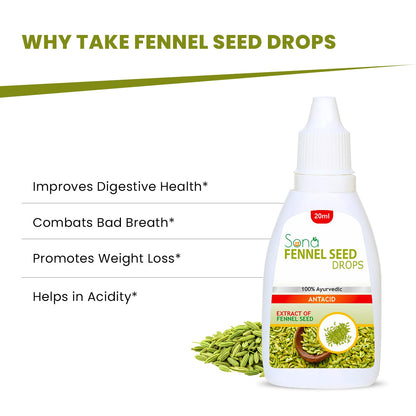 Sona Healthcare Pure Fennel Seed Drops supports Digestions (20 ml) - Pack of 3