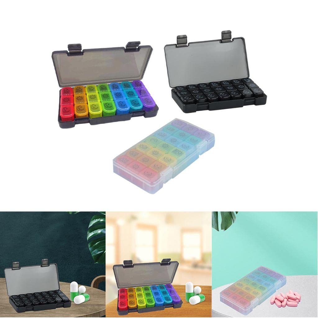 LOOM TREE® Weekly Pill Organizer Large Travel Medicine For Supplements Black | Health Care | Pill Boxes, Pill Cases