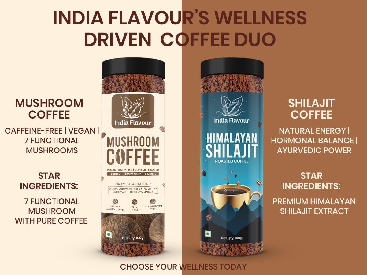 India Flavour Shilajit Instant Black Coffee – 30% Shilajit in 100g | Aromatic Hot & Cold Coffee, Good for Beginners, Energy & Stress Relief | 100g (Pack of 1)