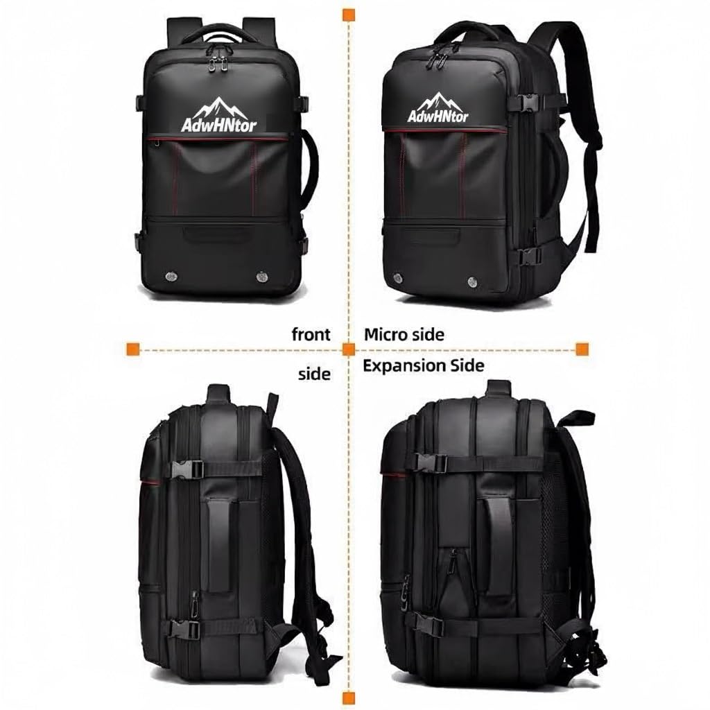 AdwHNtor|50L Expandable Vacuum Compression Travel Backpack|Carry-On Luggage|Waterproof Business Bag| Multifunctional 15.6’’ laptop Compartment|Daily & Adventure (Grey)