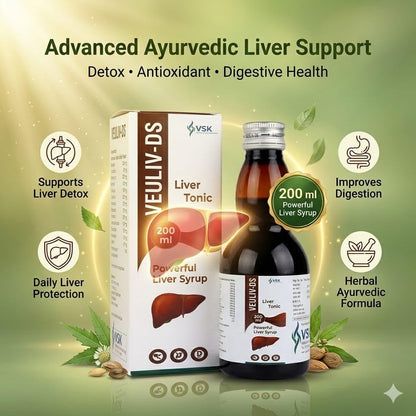 VEULIV-DS Liver Syrup 200ml | Ayurvedic Herbal Supplement | Liver Detox & Antioxidant Tonic | Digestive Support | Metabolism Booster & Appetite Enhancer | with Bhumi Amla, Kalmegh, Kutki & Giloy