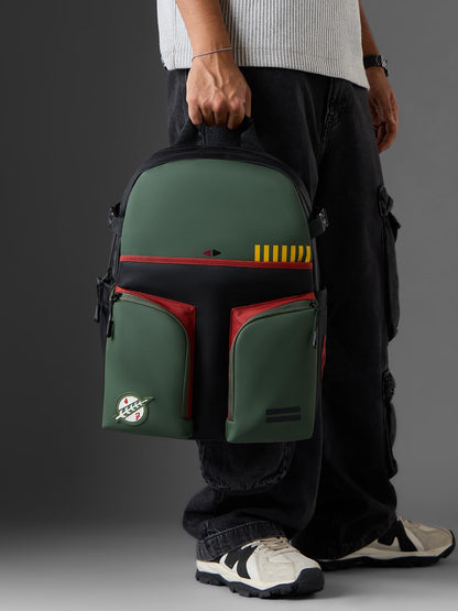 The Souled Store Star Wars: Boba Fett Backpacks | Official Lucasfilm Merchandise | Premium Dot Foam Polyester 16L Water-Resistant Laptop Bag with 17" Sleeve & Luggage Strap for Men & Women
