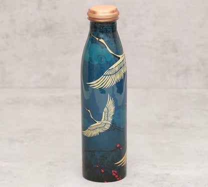 India Circus by Krsnaa Mehta Legend of the Cranes Copper Bottle | Designer Digital Printed Enameled finish Tamba Bottle | Gift for Men & Women (950 mL, 1Unit, Multicolour, Pack of 1)