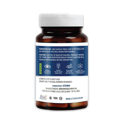 VitaWin Bilberry Extract 500mg for Eye Health & Vision Support | Rich in Natural Antioxidants | Supports Healthy Eyes, Retinal Wellness & Daily Screen Exposure | 60 Veg Capsules
