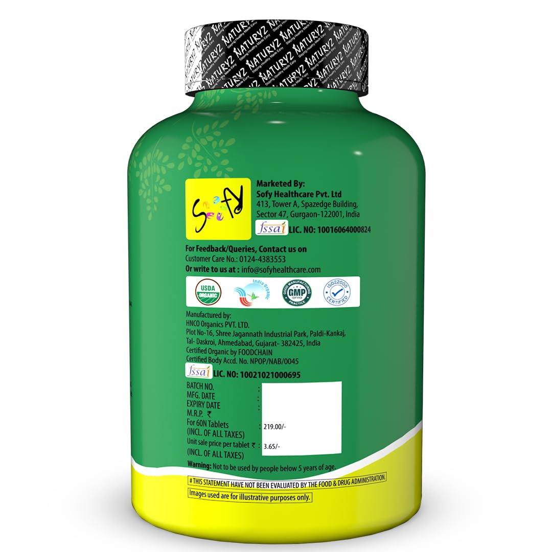 NATURYZ Organic Moringa Highest Strength 1200mg tablets | Supports Energy, Vitality, Detox, Metabolism & Immunity in Men & Women | Non-GMO, Vegan, Gluten-Free | USDA Organic Certified | Pesticides & Chemical Free – 60 Veg tablets