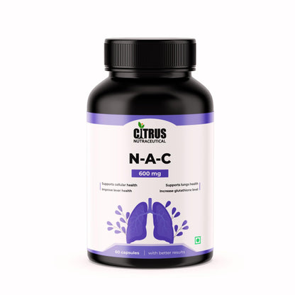 CITRUS NUTRACEUTICAL N Acetyl L Cysteine (NAC) 600 mg Capsules | Antioxidant Support for Liver & Lung Health | Glutathione Booster | 60 Veg Capsules