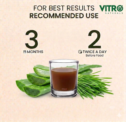 Vitro Aloe Wheatgrass Juice 500 ml | Ayurvedic Detox Drink for Liver Cleanse, Digestion, Blood Purification & Metabolism | 82% Aloe Vera & 15% Wheatgrass