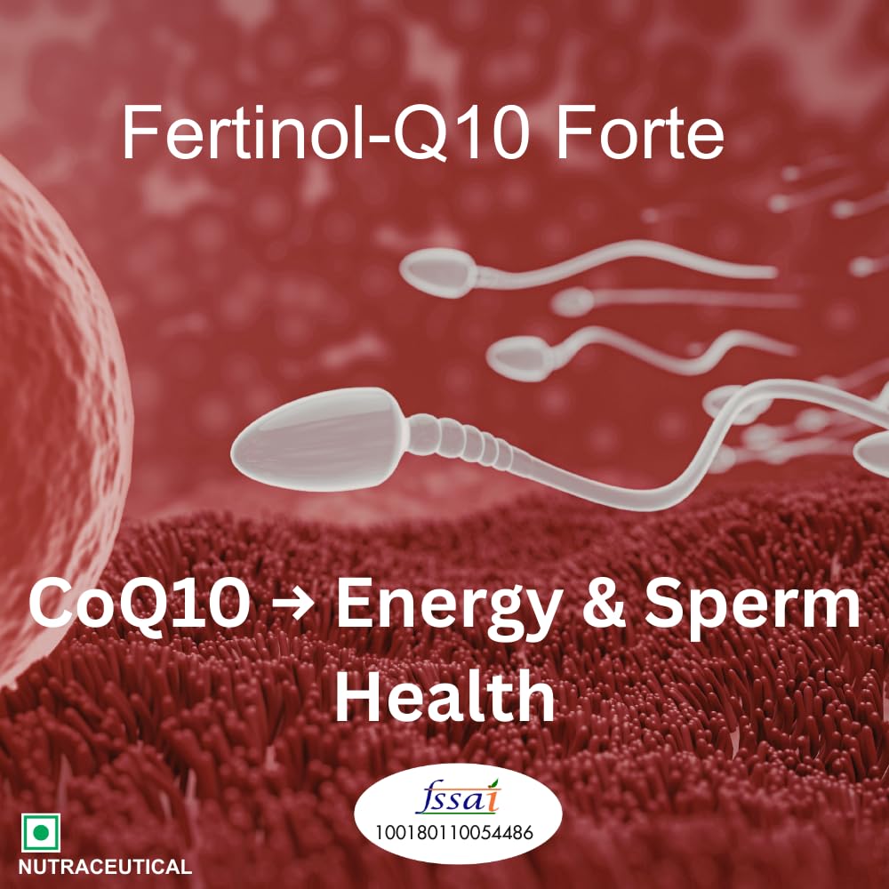 Knoll Healthcare Fertinol-Q10, Coenzyme Q10 (CoQ10) with L-Carnitine, Lycopene & Zinc Tablets | Supports Heart Health, Energy Production, Immunity & Antioxidant Support | Vegetarian Dietary Supplement (30 Capsules)
