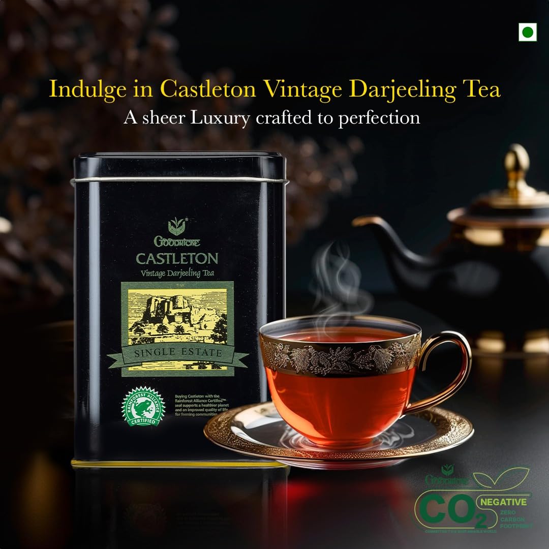 GOODRICKE Castleton Vintage Darjeeling Tea - 250gm (Pack of 1) | Single Estate Whole Leaf | 100% Loose Leaves | Premium Black Tea with Rich Taste & Aroma
