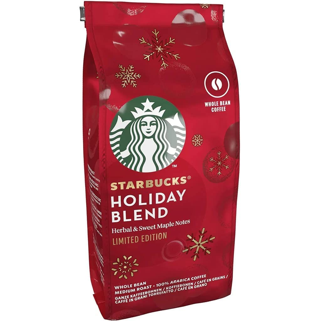 Starbucks Holiday Blend Whole Bean Coffee, Herbal & Sweet Maple Notes, Limited Edition, Medium Roast, 100% Arabica, DECADENT 190 Grams (Product Of UK)