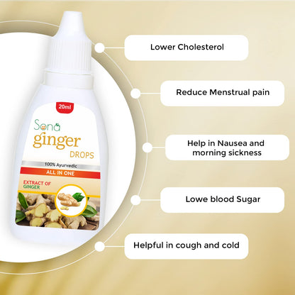 Sona Healthcare Ginger Drops an Ayurvedic Herbal Drops to Boost Immunity and Strength, Cold & Cough- (20ml) - Pack of 2