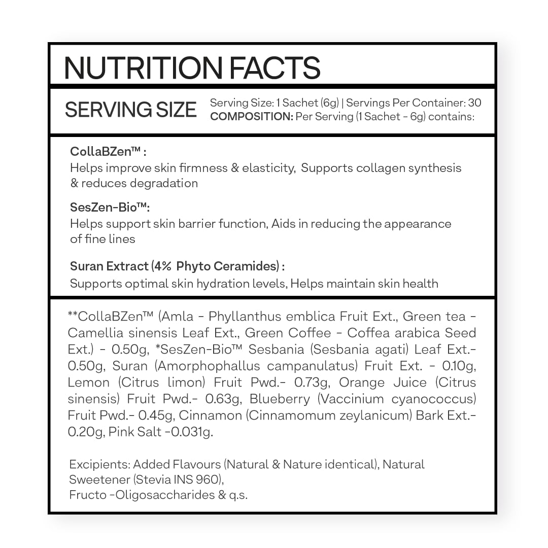 OZiva Phyto Ceramides+ Collagen Builder Supplements | Veg Collagen Powder for Women | Supplement for Skin Hydration, Moisture Retention & Barrier Repair | Blueberry, 30 Sachets