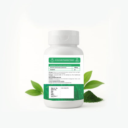 Neelasia 100% Organic Spirulina Capsules (1500mg Per Serving) | Natural Superfood Supplement | Rich in Protein, Iron & Antioxidants | Supports Immunity, Energy & Detox | 60 Capsules