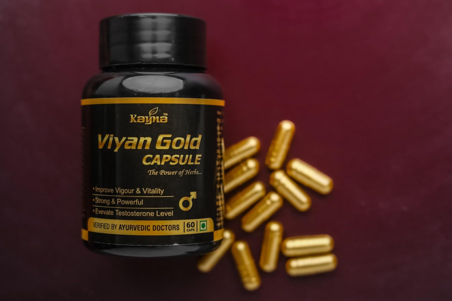 KAYNA HEALTHCARE Viyan Gold Capsule for Men | Ayurvedic Proprietary Medicine | Supports Vigour, Vitality & Strength | With Ashwagandha, Shilajit & Safed Musli | 60 Capsules